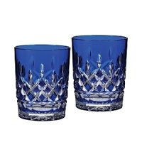 These grand Waterford old fashioned glasses update the dazzling crosshatch Lismore pattern in regal cobalt and clear crystal.