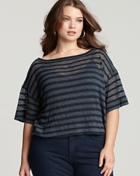 JET by John Eshaya Plus Size Striped Boxy Sweater