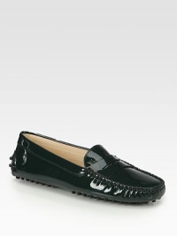 Sturdy rubber sole and polished patent leather rejuvenate this intricately stitched, casual go-to. Patent leather upperLeather liningRubber solePadded insoleMade in ItalyOUR FIT MODEL RECOMMENDS ordering one half size up as this style runs small. 