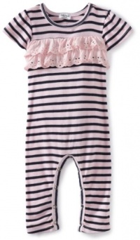 Splendid Littles Baby-girls Infant Florence Stripe Romper, Pink Ribbon, 12-18 Months