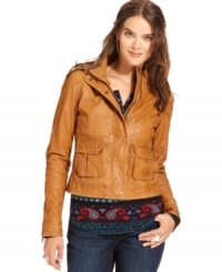 A fall must-have, this Lucky Brand Jeans leather motorcycle jacket adds chic style to any outfit!