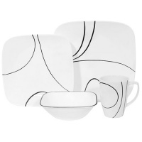 Corelle Simple Lines Square 16-Piece Dinnerware Set, Service for 4