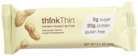 thinkThin Chunky Peanut Butter, Gluten Free, 2.1-Ounce Bars (Pack of 10)