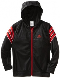 adidas Boys 8-20 Youth Fat Stripes Jacket, Black/Light Scarlet/White, Large