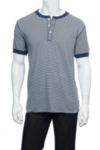 Club Room Tsunami (navy and white) Horizontal Stripes SS Henley Shirts