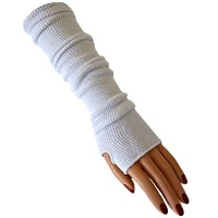 White Tight Fit Long Arm Warmers W/Thumb Hole