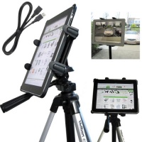 Charger-City Exclusive 7 to 11 Tablet Tripod MonoPod Video Camera Mount with 1/4-20 Thread Adapter & 360 Degrees Angle Adjustment Holder for Apple iPad 2 3 4 MINI Kindle Fire HD 7 8.9 Samsung Galaxy 7.7 8 Note 10.1 Microsoft Surface Slate. **Bundle also