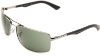 Ray-Ban RB3465 Glass Sunglasses 64 mm, Non-Polarized, Gun/Green