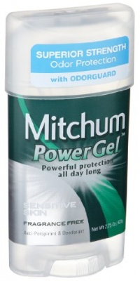 Mitchum Anti-Perspirant & Deodorant, Power Gel, Sensitive Skin, Fragrance Free, 2.25 oz (Pack of 6)