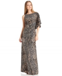 With a supersoft, flattering drape, Vince Camuto's animal-print maxi is sure to become one of your favorite dresses of the season! The one-shoulder silhouette lends so much charisma you barely need any accessories.