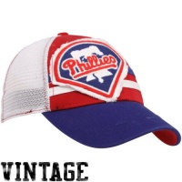 MLB New Era Philadelphia Phillies Red-Royal Blue Deuce Vintage 39THIRTY Mesh Back Flex Hat