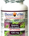 Coleus Forskohlii 125 mg - 20% Forskolin (120 Vegetarian Capsules) - Top Quality and backed by Clinical Studies.