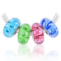 Bling Jewelry Sterling Silver 4 Swirl Murano Glass Bundle Sets Bead Fits Pandora