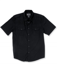 Take flight. Test your casual-style wings with this modern take on the classic button-front shirt from American Rag.