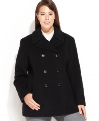 The very definition of classic, Calvin Klein's plus size pea coat looks stylish now and will for years to come!