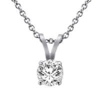 14K White Gold Round Solitaire Diamond Pendant (5/8 ctw, G-H/SI1-I2)