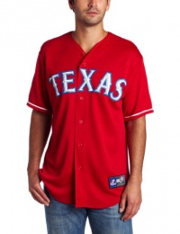 MLB Men's Texas Rangers Josh Hamilton Scarlet Alternate Short Sleeve 6 Button Synthetic Replica Baseball Jersey by Majestic