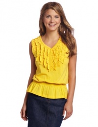 Jones New York Women's Petite Sleeveless Ruffle Knit Top