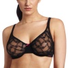 Betsey Johnson Women's Stretch Lace Underwire Demi Bra, Black, 36DD