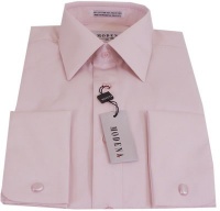 Mens Modena Solid Pink French Cuff Dress Shirt