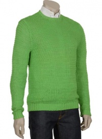 Polo Ralph Lauren Mens Green Crewneck Sweater Italian Yarn Knitwear Long Sleeves