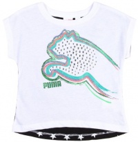 Puma - Kids Girls 2-6X High Low Tee, White, 4