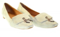 TOD'S Women`s Bowed Eve Moc HR Cream Suede Off White Shoes Sz 39 IHR224