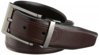 Geoffrey Beene Men's Soft Touch Stitch Detail Belt, Burgundy/Black, 36