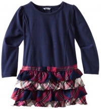 Hartstrings Girls 2-6x Toddler Jersey and Plaid Dress, Peacoat Navy, 4T