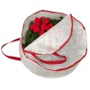 Household Essentials 24-Inch Circular Wreath Storage Bag, Clear with Red Trim