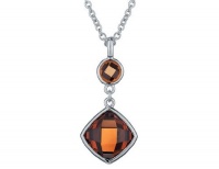 CRISLU Sterling Silver Drop Pendant Necklace with 5.40 Carat (ctw) Smokey Quartz Cubic Zirconia (CZ)