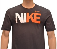 NIKE Men's Graphic Honeycomb Casual Shirt-Gray/orange/white