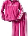 Adidas Girls 2-6X ITG Pirouette Princess Velour 2 Piece Set, Dark Red, 3T