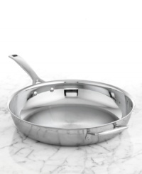 Versatility, convenience & stunning good looks. This fry pan features a triple-layer design that sandwiches a pure aluminum core between two high-performance layers of stainless steel for quick, even heating that powers masterful meals each & every time. A magnetized exterior works like a pro on all cooktops, including induction, and the durable construction slips in the oven or sizzles on the stovetop. Lifetime warranty.