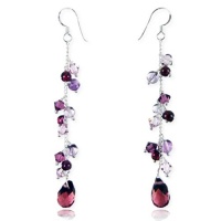 Charming Purple Swarovski Crystal Sterling Silver Drop Earrings