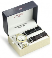 U.S. Polo Assn. Men's US2038 Two-Tone Bracelet with Two Interchangeable Strap Bands Watch Set