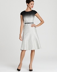 A gradual fade from black to white lends a trend-right look to a sheath dress from Anne Klein.