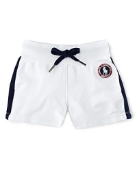 A preppy short rendered from soft cotton jersey is accented with side-seam stripes and a signature Ralph Lauren pony emblem, celebrating Team USA's participation in the 2012 Olympics.