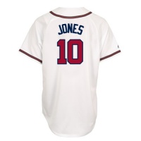 MLB Chipper Jones Atlanta Braves Replica Home Jersey , White\Red