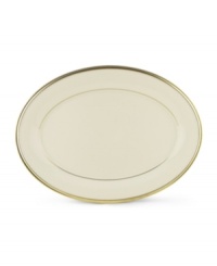 From the Lenox Dimension Collection, classic Eternal dinnerware elegantly accents the table. In ivory china with rich gold trim, Eternal is offered in a complete selection of pieces.