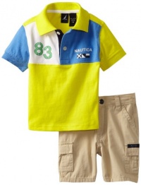 Nautica Baby-Boys Infant 2 Piece Fashion Polo Short Set, Firefly, 24 Months