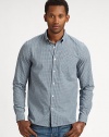 Handsome checks and cool cotton make a great off-duty uniform for easy weekends.Button down collar Long sleeves with button cuffs Chest pocket Button front Cotton Machine wash Imported