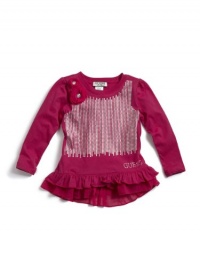 GUESS Kids Girls Top With Sequins, DARK PINK (3T)