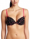 Betsey Johnson Women's Stretch Mesh Bump Up Bra, Watch It Buddy Raven Black, 32D