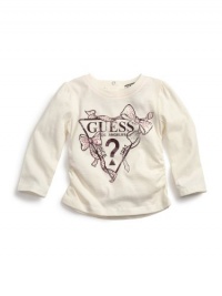 Guess Bowtastic L/S T-Shirt (Sizes 4 - 6X) - cream, 5 - 6