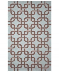 Chain-link chic! Liora Manne combines hand-hooking and hand-tufting techniques to achieve the rich, textural surface of this soft blue and driftwood brown indoor/outdoor rug from the Promenade collection. UV stabilized to minimize fading, the elegant and durable rug is sure to please. Hose off for easy cleaning.