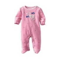 ABSORBA Baby-Girls Newborn Bow Velour Footie