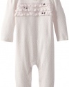 Hartstrings Baby-girls Infant Long Sleeve Knit Romper, White/Pink Heart Print, 12 Months