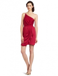 BCBGeneration Women's One Shoulder Ruffle Dress, Red Berry, 8