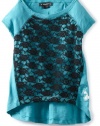 Baby Phat - Kids Girls 7-16 Lace Tee, Peacock, X-Large